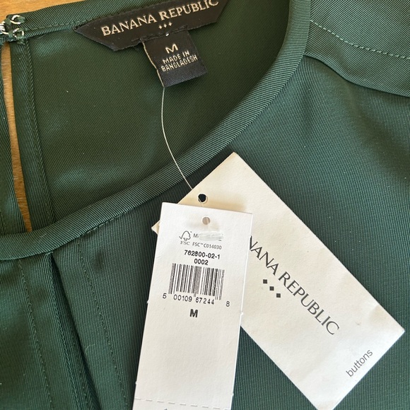 NWT Banana Republic Keyhole Double-pocket Blouse - Medium - Hunter Green - Picture 4 of 6